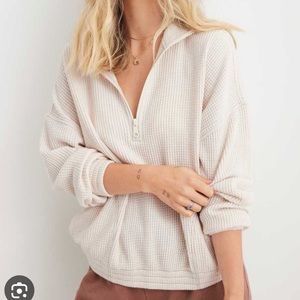 Aerie Waffle Quarter Zip Sweatshirt